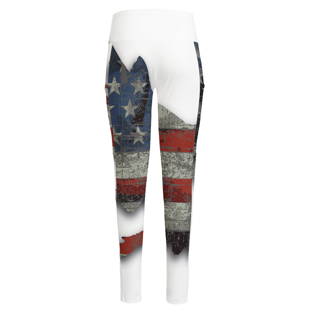 Eagle American Flag Print High-Waisted Pocket Leggings