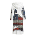 Eagle American Flag Print Hooded Bathrobe