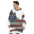 Eagle American Flag Print Hoodie Blanket