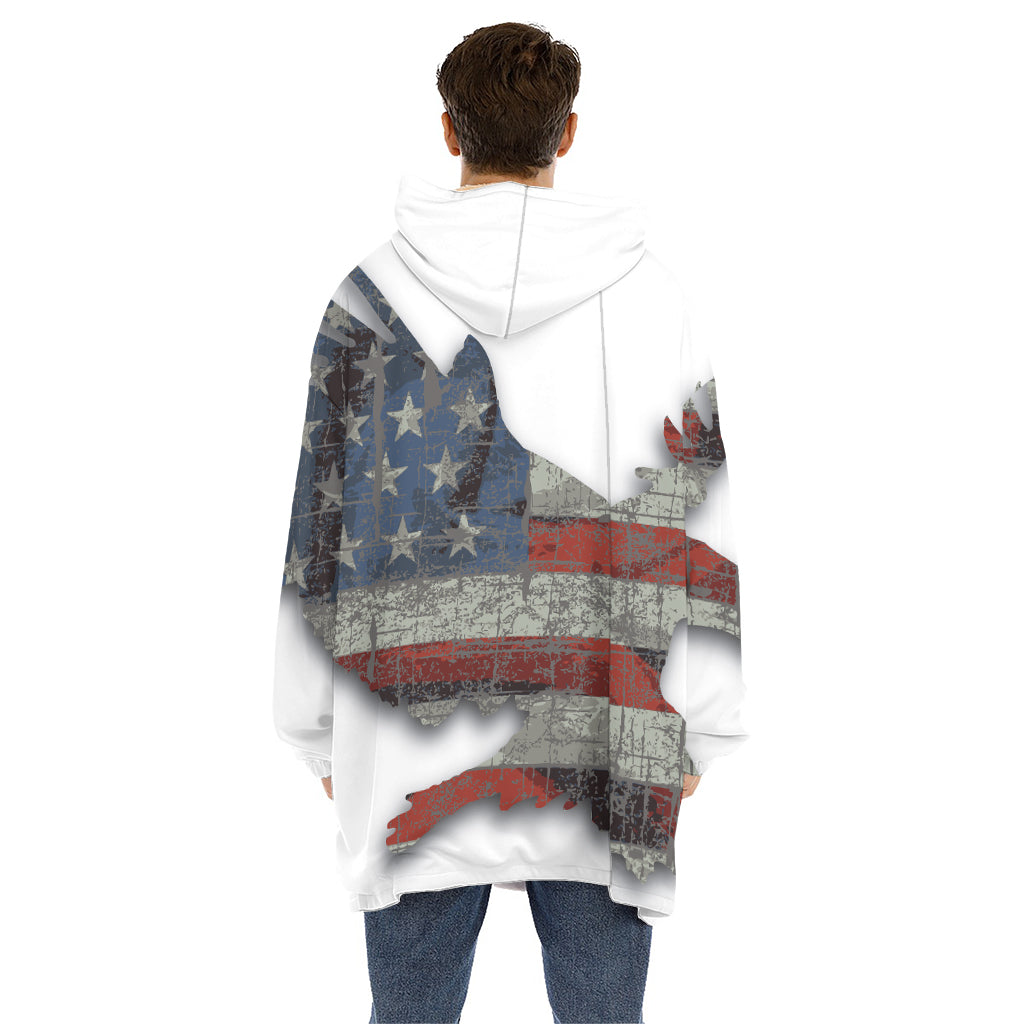 Eagle American Flag Print Hoodie Blanket