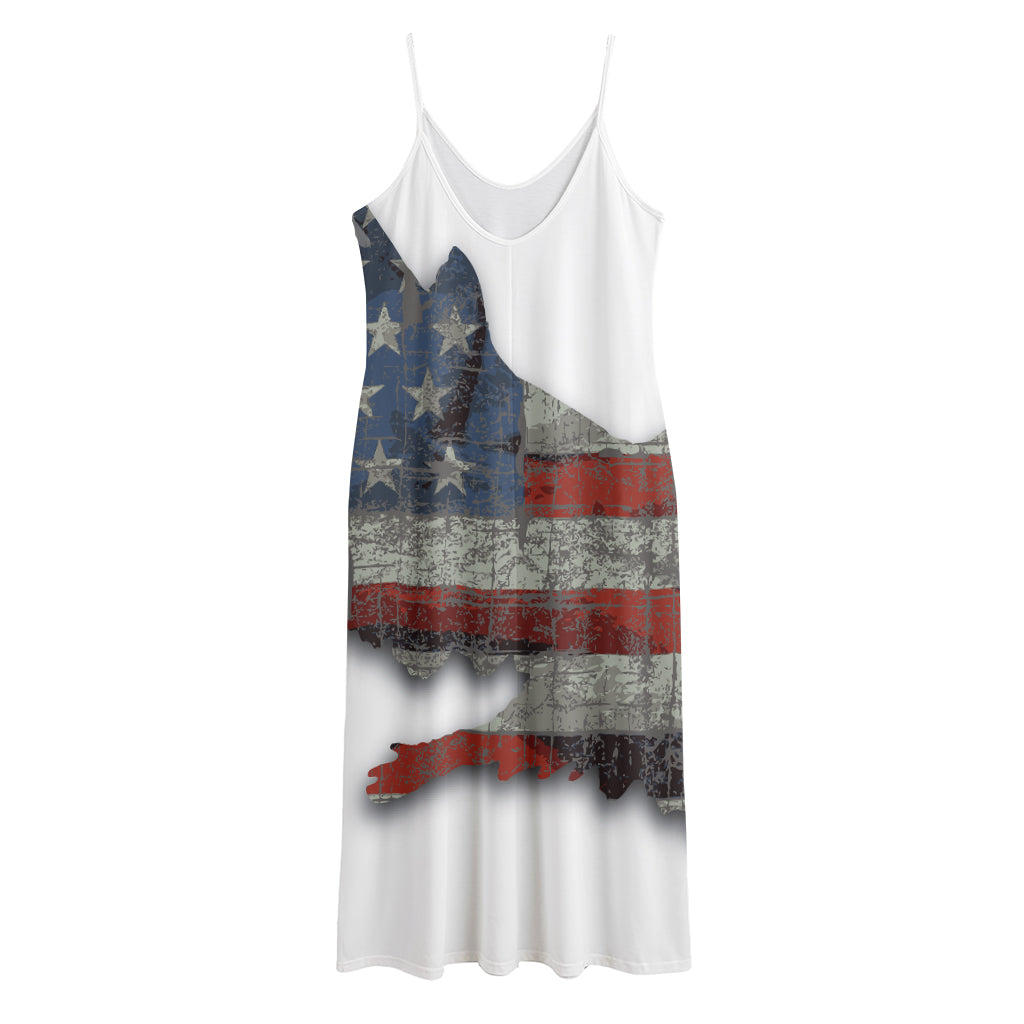 Eagle American Flag Print Jersey Midi Cami Dress