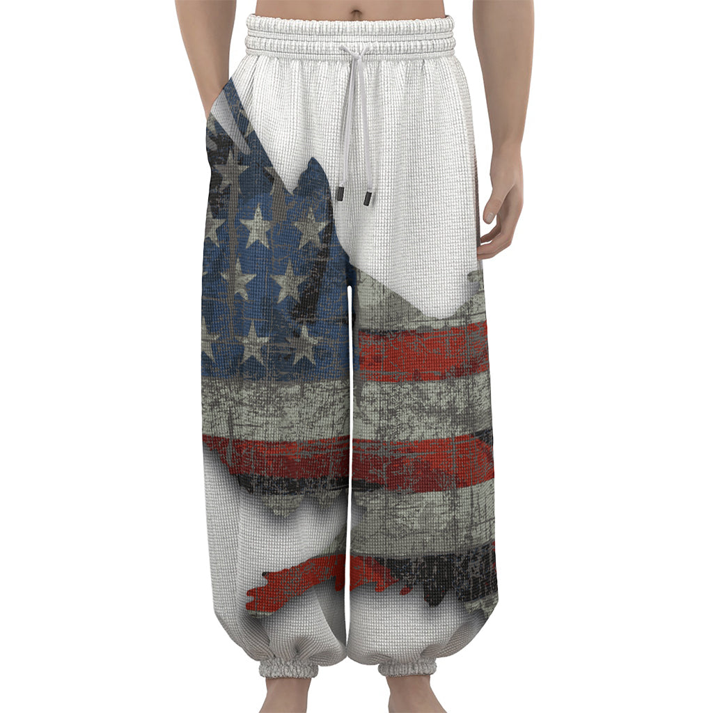 Eagle American Flag Print Lantern Pants