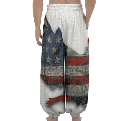 Eagle American Flag Print Lantern Pants