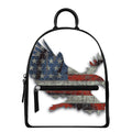 Eagle American Flag Print Leather Backpack