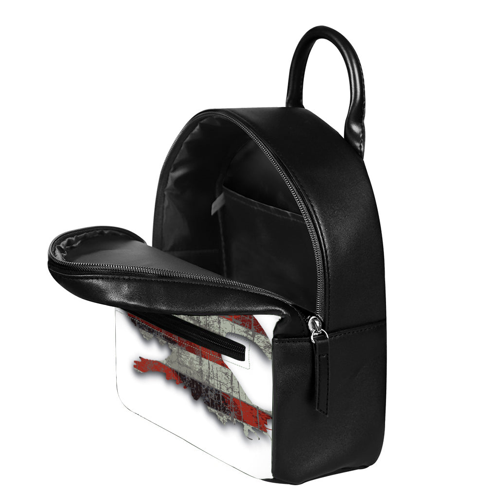 Eagle American Flag Print Leather Backpack