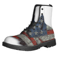 Eagle American Flag Print Lace-Up Boots
