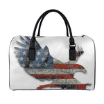 Eagle American Flag Print Leather Duffle Bag