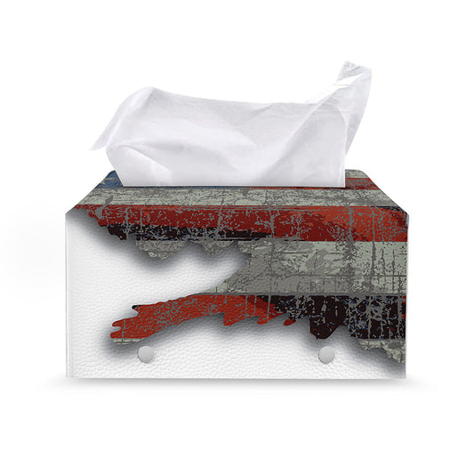 Eagle American Flag Print Leather Tissue Box Cover