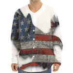Eagle American Flag Print Long Sleeve Baseball Jersey