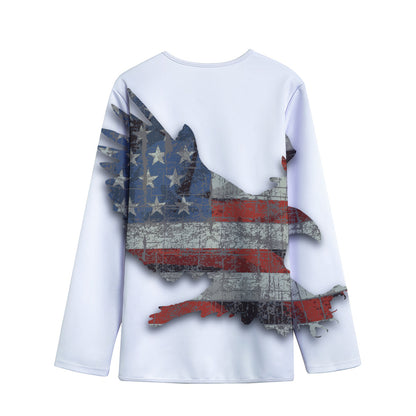 Eagle American Flag Print Long Sleeve Short Coat