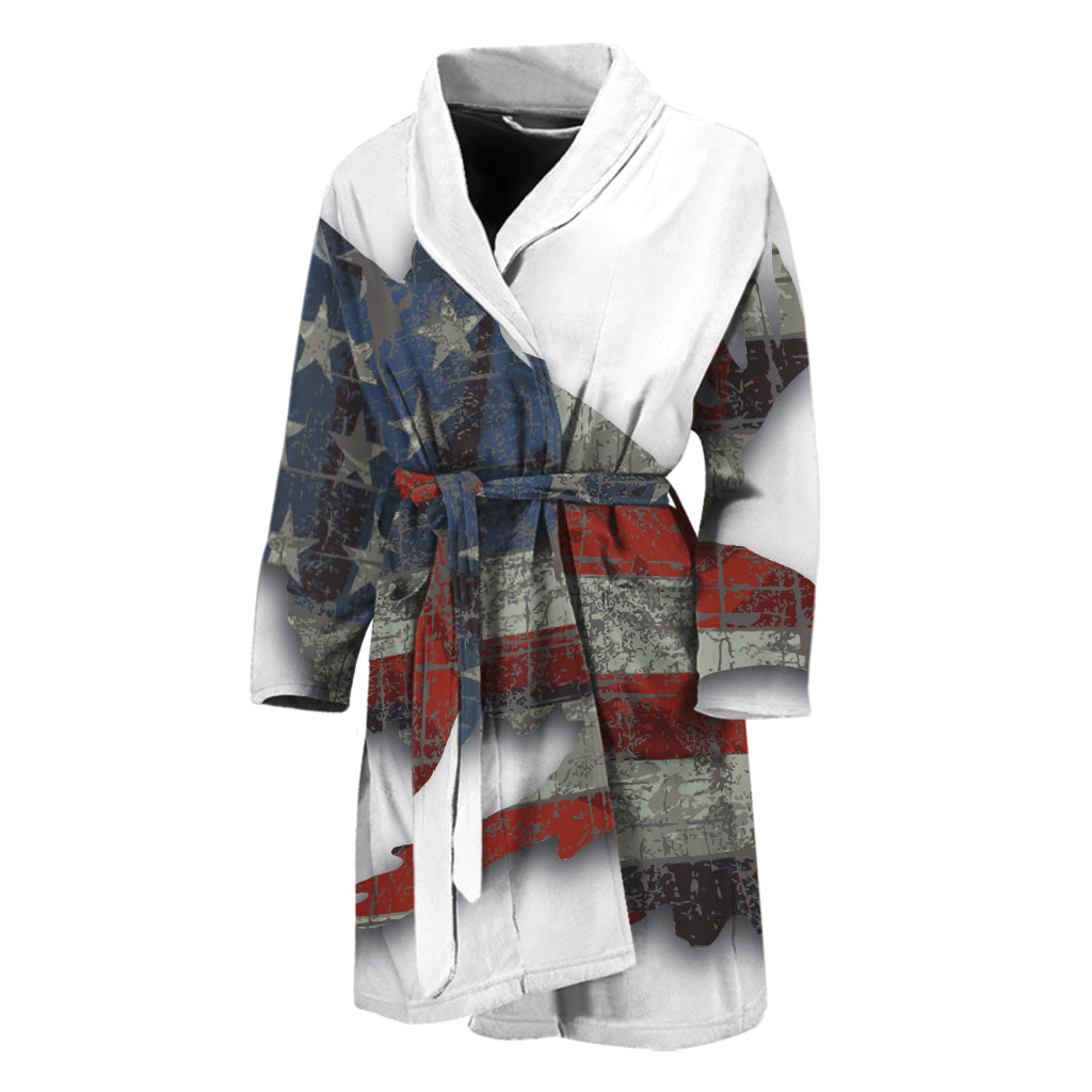 Eagle American Flag Print Men's Bathrobe