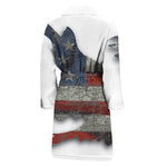Eagle American Flag Print Men's Bathrobe