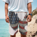 Eagle American Flag Print Men's Cargo Shorts