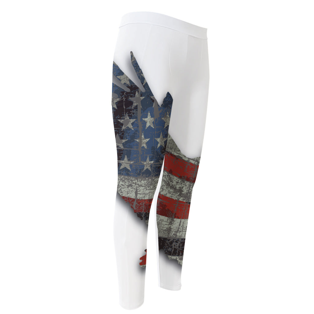 Eagle American Flag Print Men's Compression Pants
