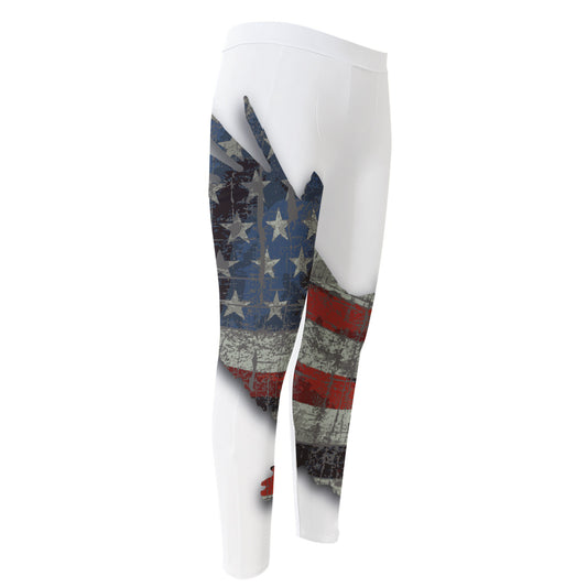 Eagle American Flag Print Men's Compression Pants