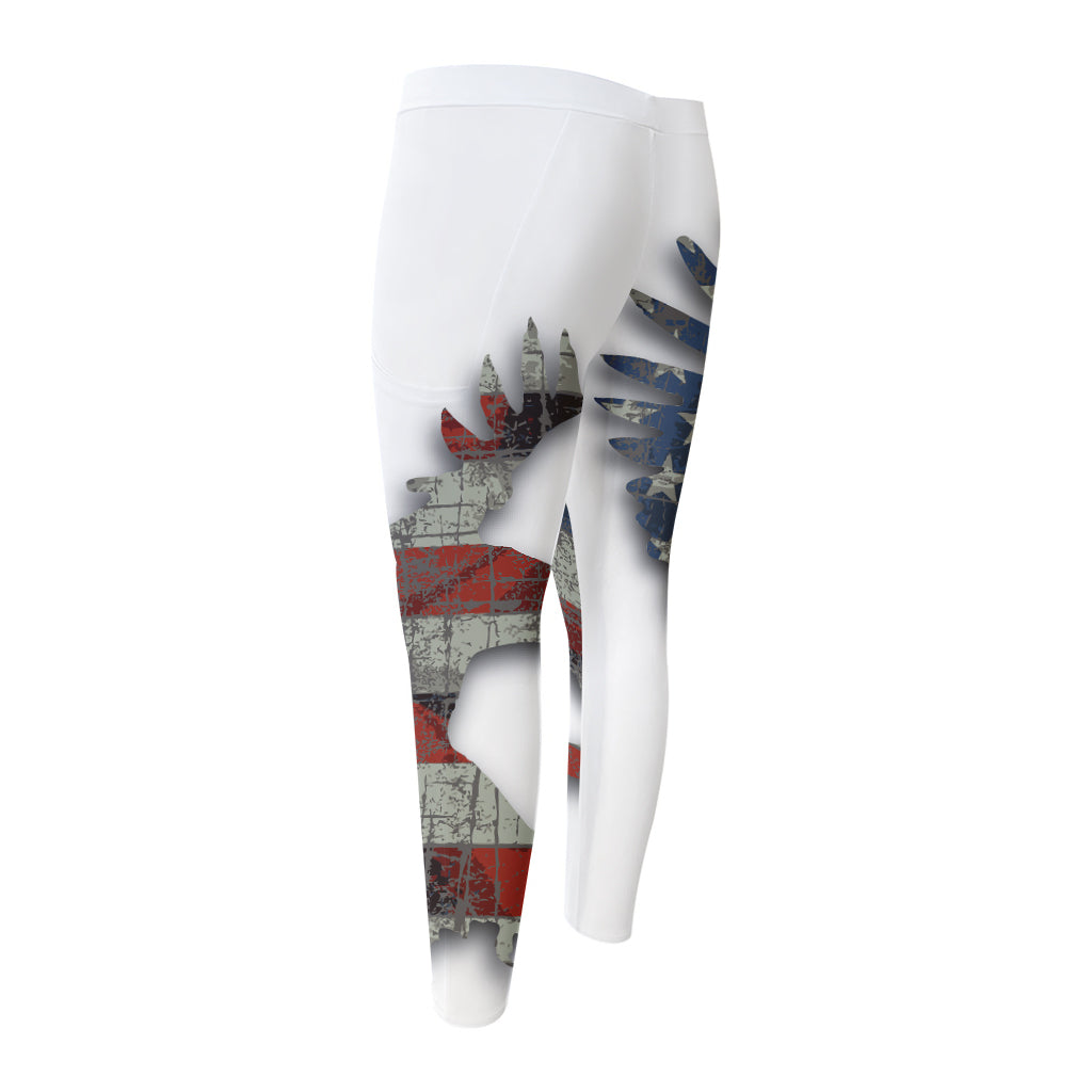 Eagle American Flag Print Men's Compression Pants