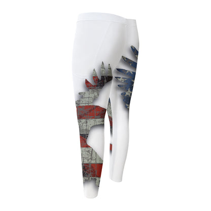 Eagle American Flag Print Men's Compression Pants
