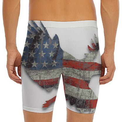 Eagle American Flag Print Men's Long Boxer Briefs