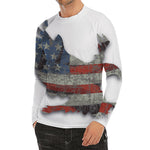 Eagle American Flag Print Men's Long Sleeve Rash Guard
