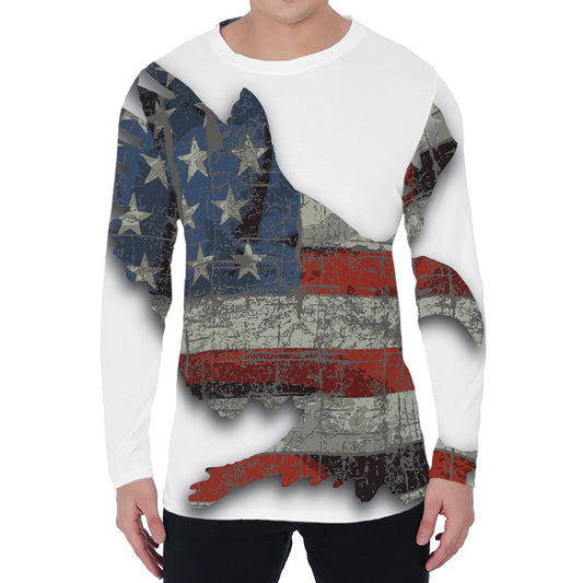 Eagle American Flag Print Men's Long Sleeve T-Shirt