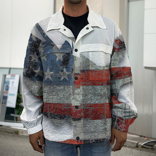 Eagle American Flag Print Men's Shirt Jacket