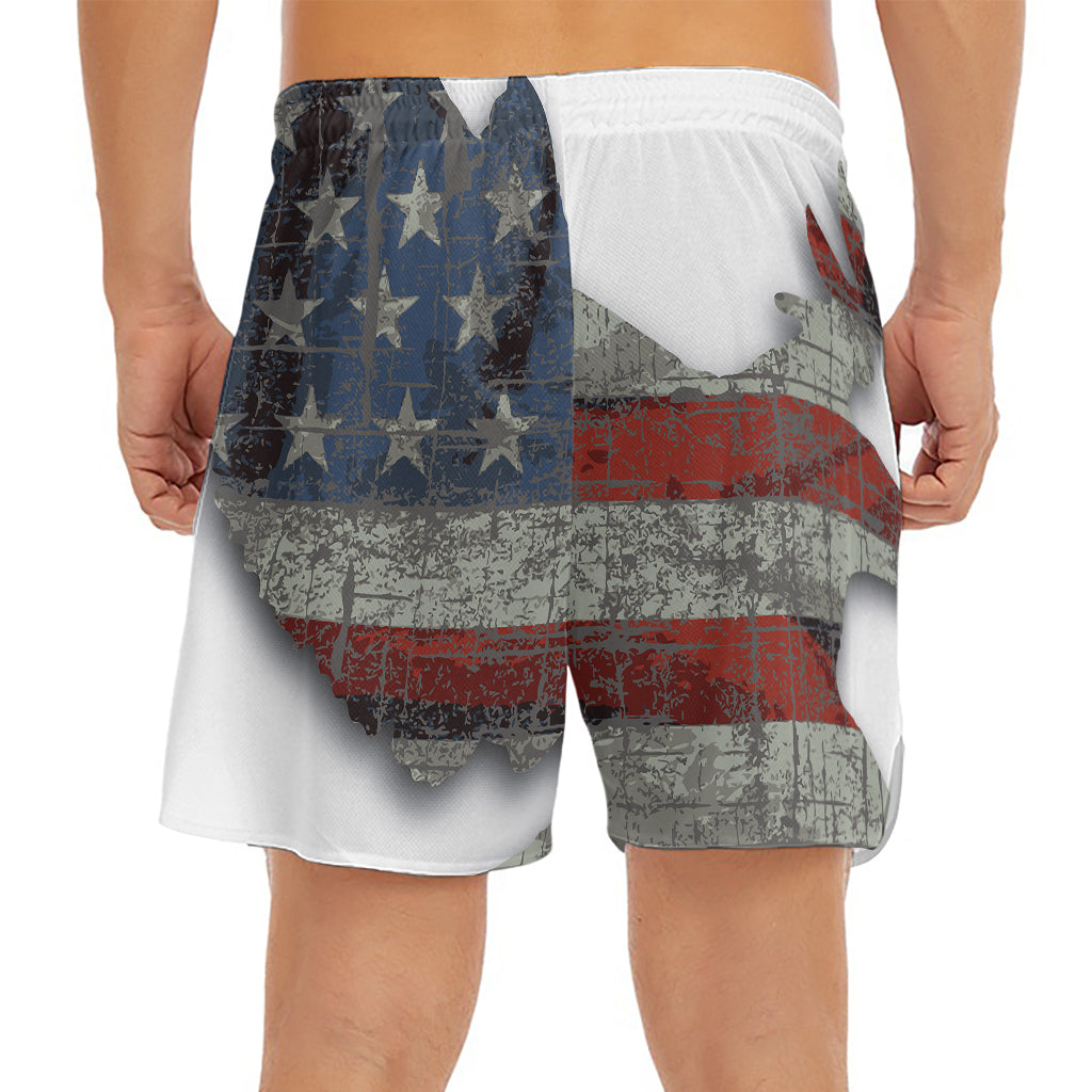 Eagle American Flag Print Men's Split Running Shorts