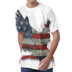 Eagle American Flag Print Men's Velvet T-Shirt