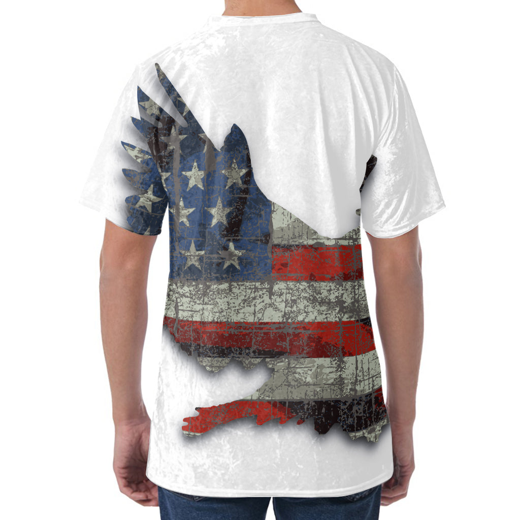 Eagle American Flag Print Men's Velvet T-Shirt