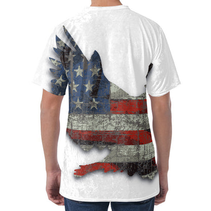 Eagle American Flag Print Men's Velvet T-Shirt