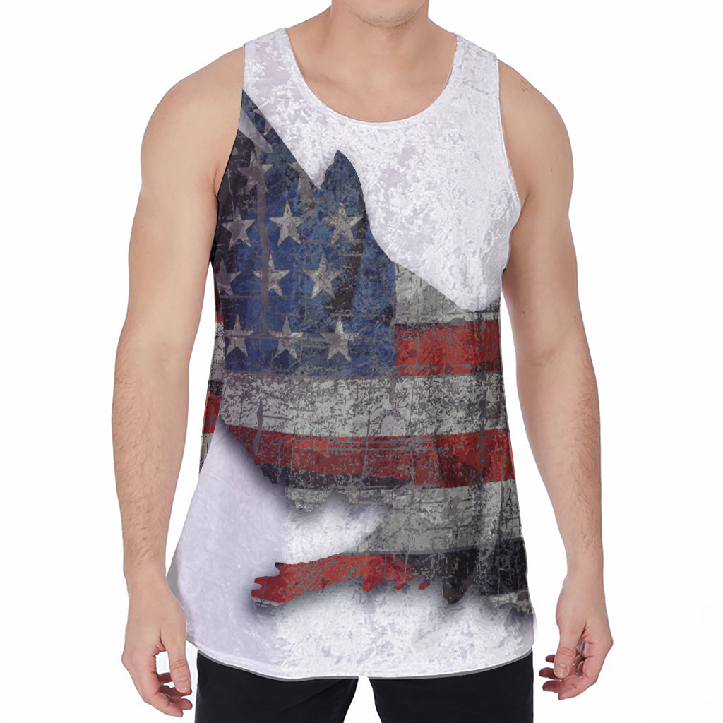 Eagle American Flag Print Men's Velvet Tank Top