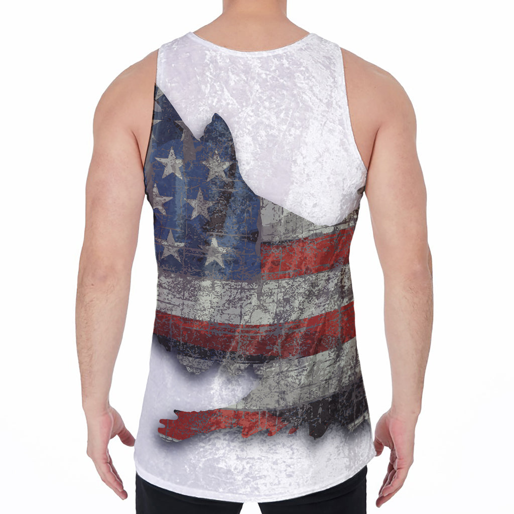 Eagle American Flag Print Men's Velvet Tank Top