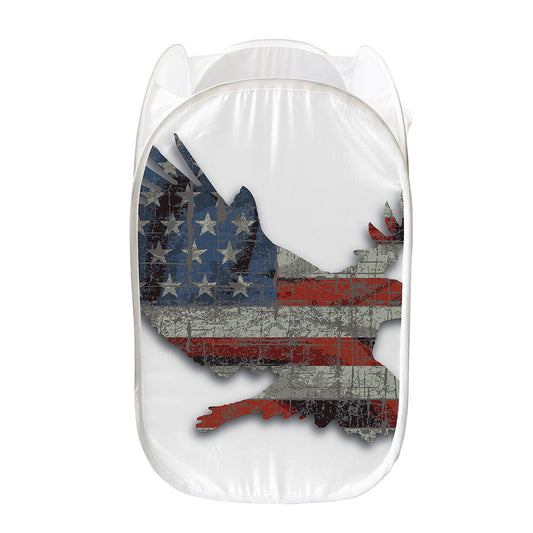 Eagle American Flag Print Mesh Laundry Hamper