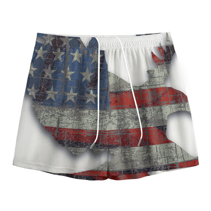 Eagle American Flag Print Mesh Shorts