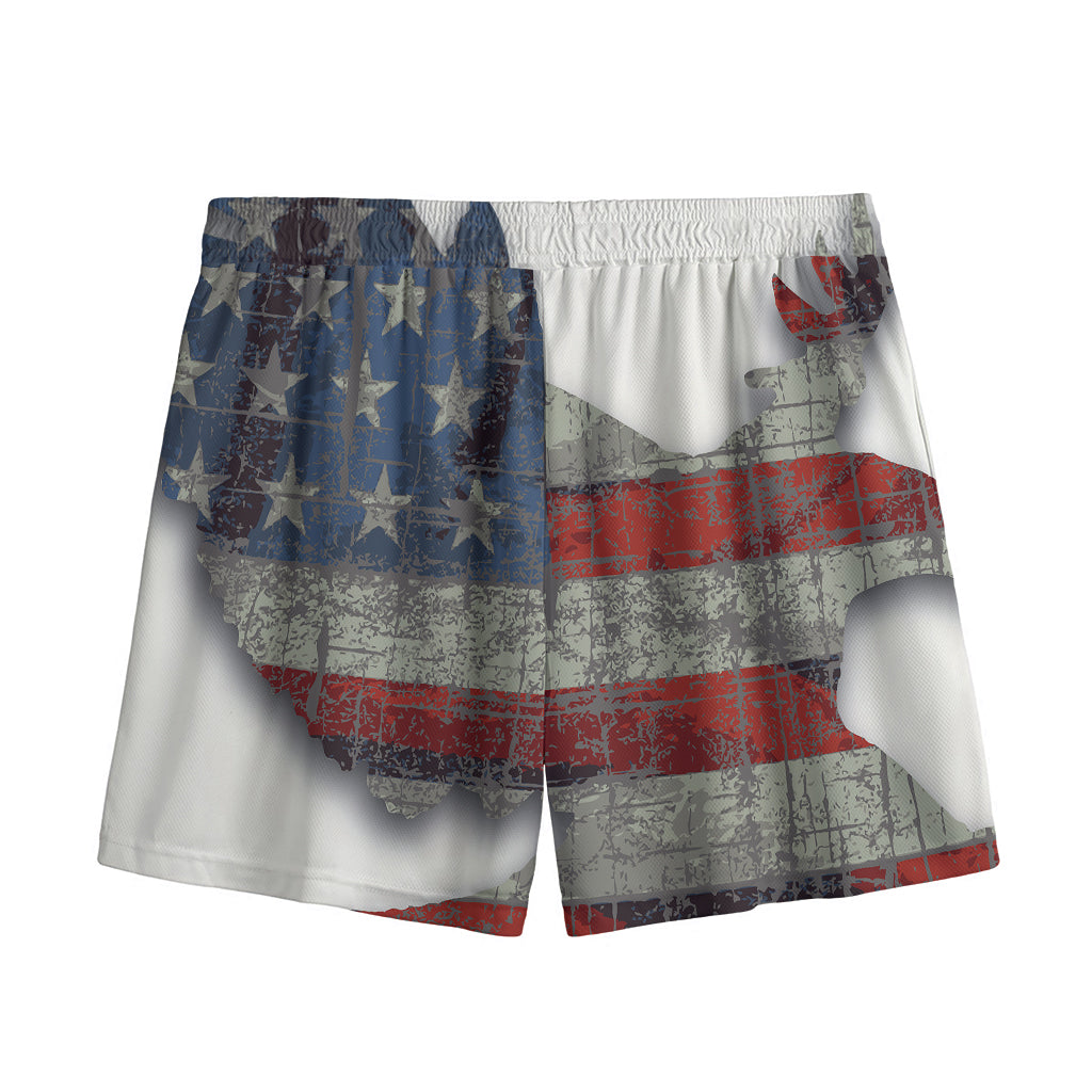 Eagle American Flag Print Mesh Shorts