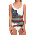Eagle American Flag Print One Piece Swimsuit