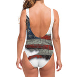 Eagle American Flag Print One Piece Swimsuit
