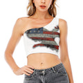 Eagle American Flag Print One Shoulder Crop Top