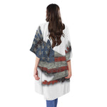 Eagle American Flag Print Open Front Beach Cover Up