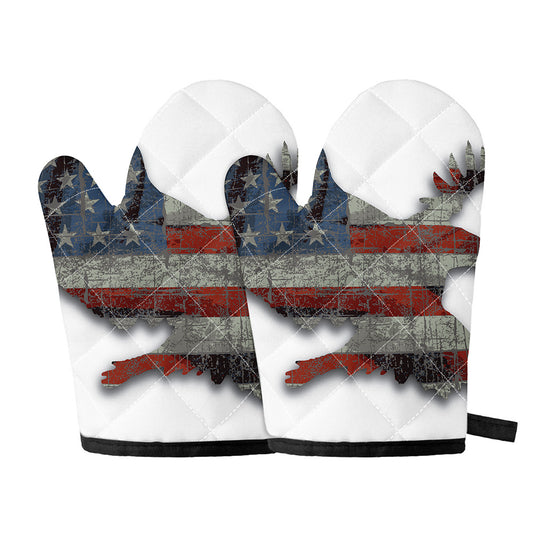 Eagle American Flag Print Oven Mitts