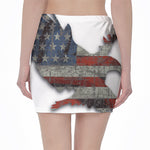 Eagle American Flag Print Pencil Mini Skirt