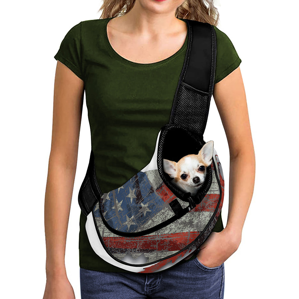 Eagle American Flag Print Pet Sling Carrier
