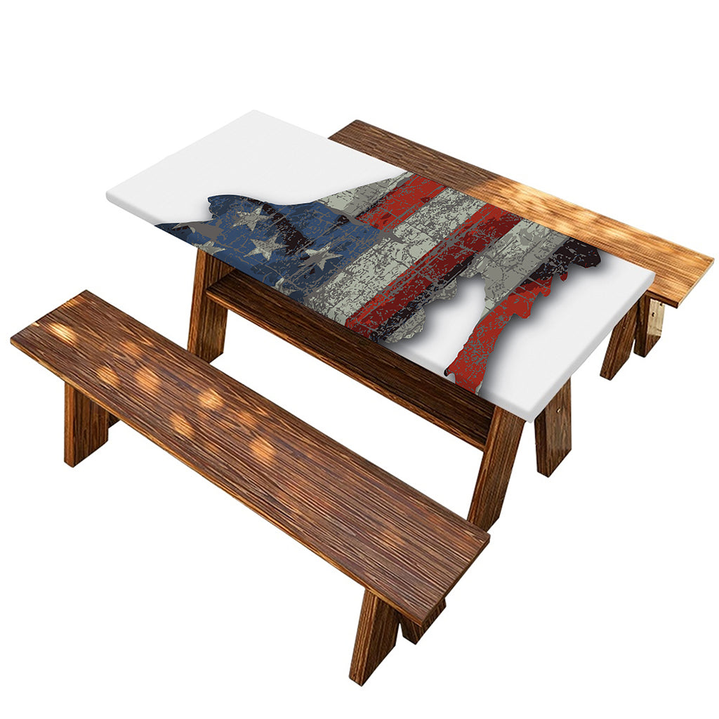Eagle American Flag Print Picnic Table Cover