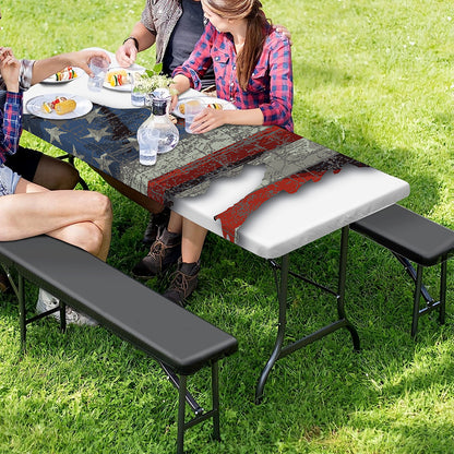 Eagle American Flag Print Picnic Table Cover