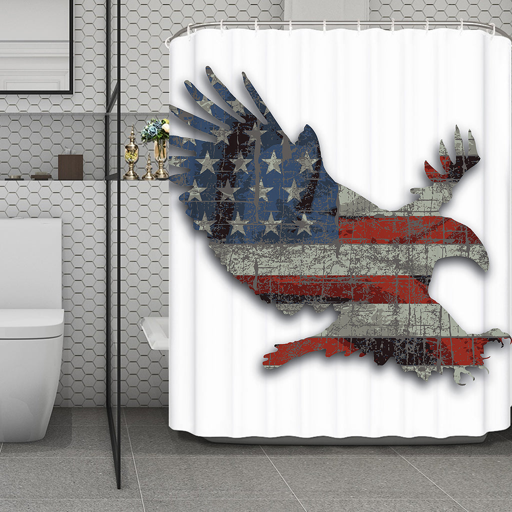 Eagle American Flag Print Polyester Shower Curtain