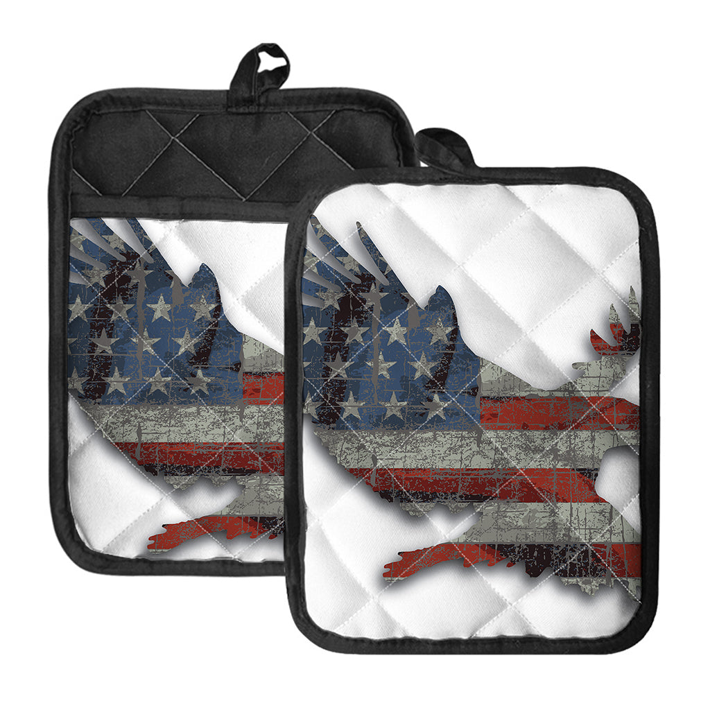 Eagle American Flag Print Pot Holders With Pocket