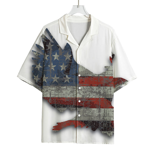 Eagle American Flag Print Rayon Hawaiian Shirt