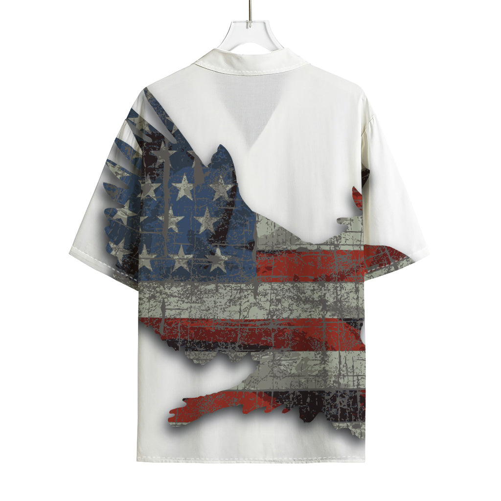 Eagle American Flag Print Rayon Hawaiian Shirt