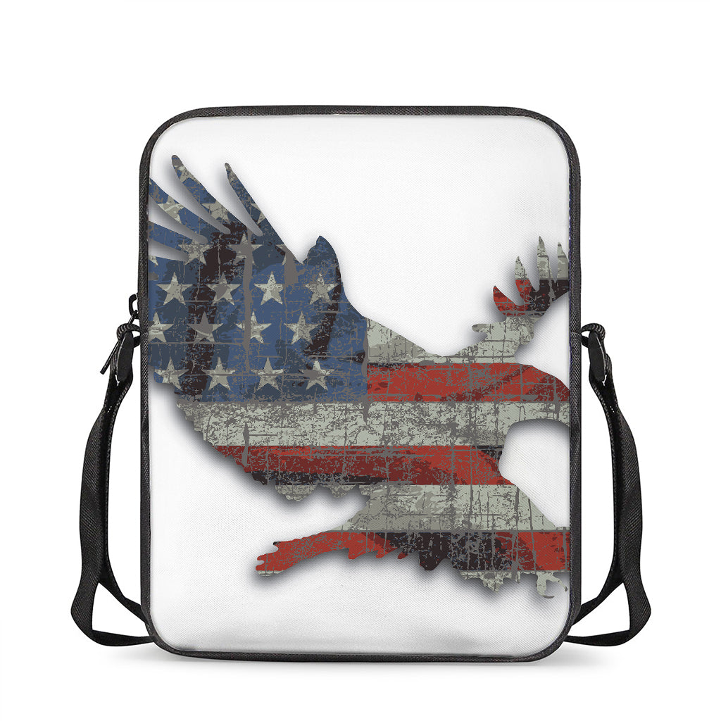 Eagle American Flag Print Rectangular Crossbody Bag