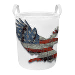 Eagle American Flag Print Round Laundry Basket