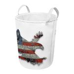 Eagle American Flag Print Round Laundry Basket